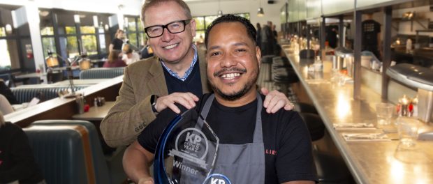 Stephen Kinkead with the winner of the 2024 KP of the year competition